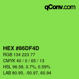 カラーコード: HEX #86DF4D | qconv.com