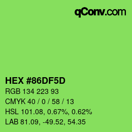 Color code: HEX #86DF5D | qconv.com