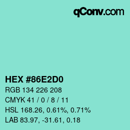 カラーコード: HEX #86E2D0 | qconv.com