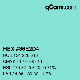 カラーコード: HEX #86E2D4 | qconv.com