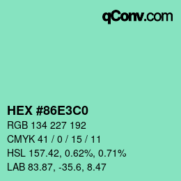 Color code: HEX #86E3C0 | qconv.com
