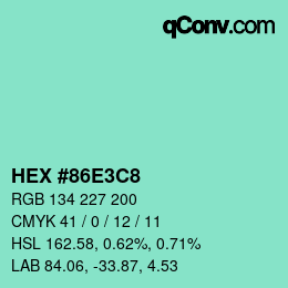 Color code: HEX #86E3C8 | qconv.com