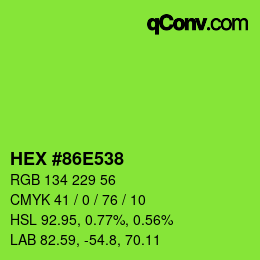 Color code: HEX #86E538 | qconv.com
