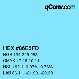 Color code: HEX #86E5FD | qconv.com