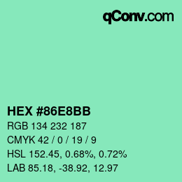 カラーコード: HEX #86E8BB | qconv.com