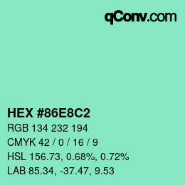 カラーコード: HEX #86E8C2 | qconv.com
