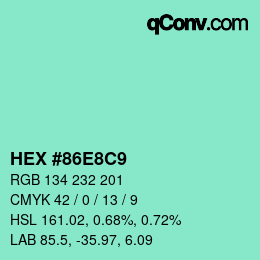 カラーコード: HEX #86E8C9 | qconv.com