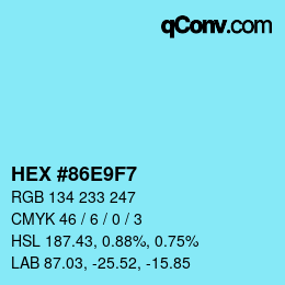 Color code: HEX #86E9F7 | qconv.com