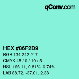 カラーコード: HEX #86F2D9 | qconv.com