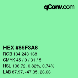 Color code: HEX #86F3A8 | qconv.com