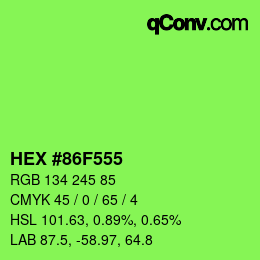カラーコード: HEX #86F555 | qconv.com