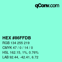 Color code: HEX #86FFDB | qconv.com
