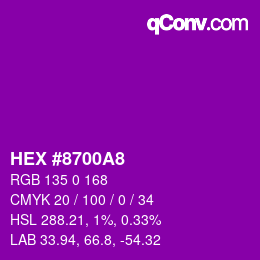 Color code: HEX #8700A8 | qconv.com