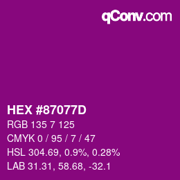 Color code: HEX #87077D | qconv.com