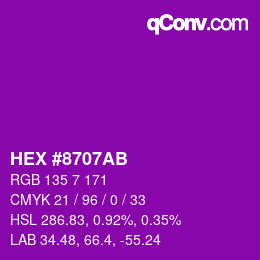 Color code: HEX #8707AB | qconv.com