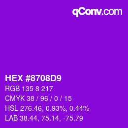 颜色代码: HEX #8708D9 | qconv.com