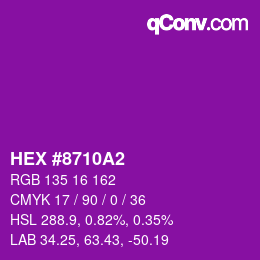 Farbcode: HEX #8710A2 | qconv.com