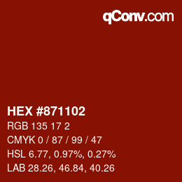 Color code: HEX #871102 | qconv.com