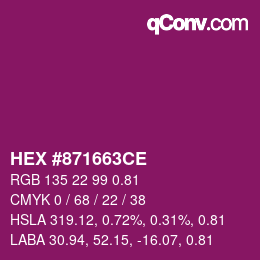 Farbcode: HEX #871663CE | qconv.com