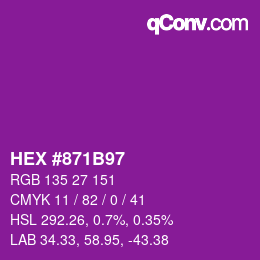 カラーコード: HEX #871B97 | qconv.com