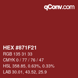 Color code: HEX #871F21 | qconv.com