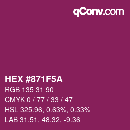 颜色代码: HEX #871F5A | qconv.com