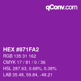 Color code: HEX #871FA2 | qconv.com