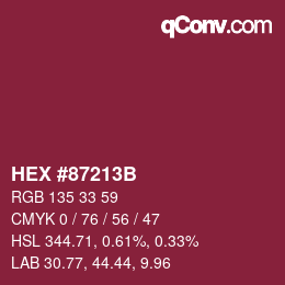 Color code: HEX #87213B | qconv.com