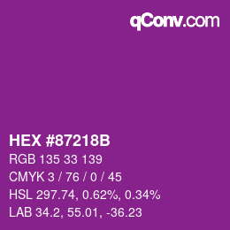 Color code: HEX #87218B | qconv.com