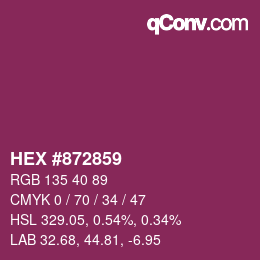 カラーコード: HEX #872859 | qconv.com