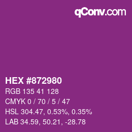 Color code: HEX #872980 | qconv.com