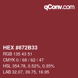 颜色代码: HEX #872B33 | qconv.com