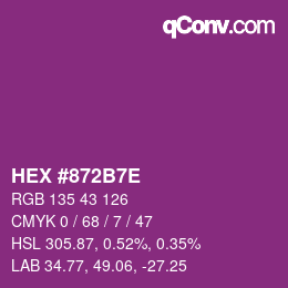 Color code: HEX #872B7E | qconv.com