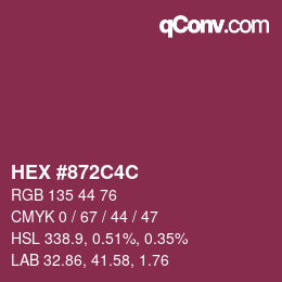 颜色代码: HEX #872C4C | qconv.com
