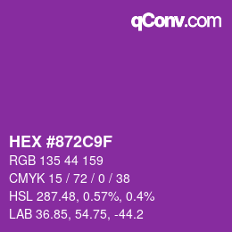 Color code: HEX #872C9F | qconv.com