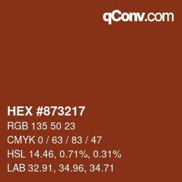 颜色代码: HEX #873217 | qconv.com