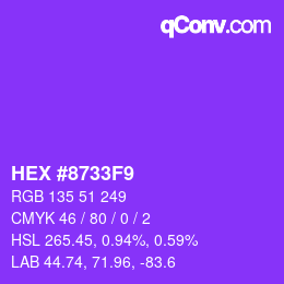 Color code: HEX #8733F9 | qconv.com
