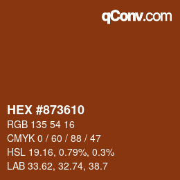 Color code: HEX #873610 | qconv.com