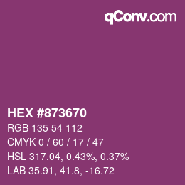 Color code: HEX #873670 | qconv.com