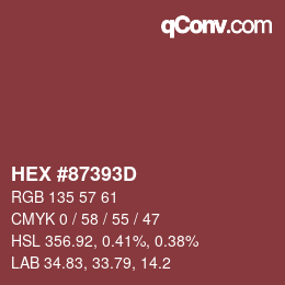 Farbcode: HEX #87393D | qconv.com