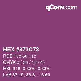 颜色代码: HEX #873C73 | qconv.com