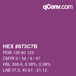 カラーコード: HEX #873C7B | qconv.com