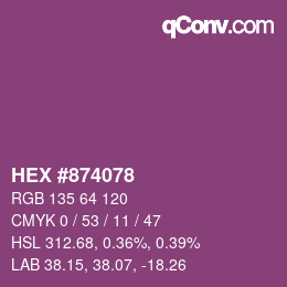 Color code: HEX #874078 | qconv.com