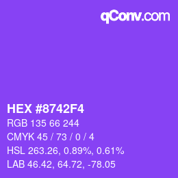 カラーコード: HEX #8742F4 | qconv.com