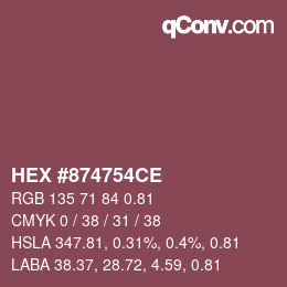Farbcode: HEX #874754CE | qconv.com