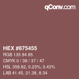 Farbcode: HEX #875455 | qconv.com