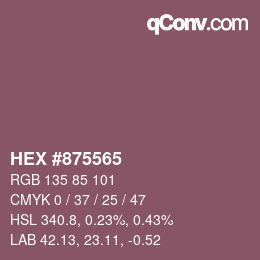 颜色代码: HEX #875565 | qconv.com