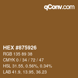 カラーコード: HEX #875926 | qconv.com