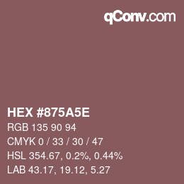 Color code: HEX #875A5E | qconv.com