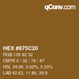 Color code: HEX #875C20 | qconv.com